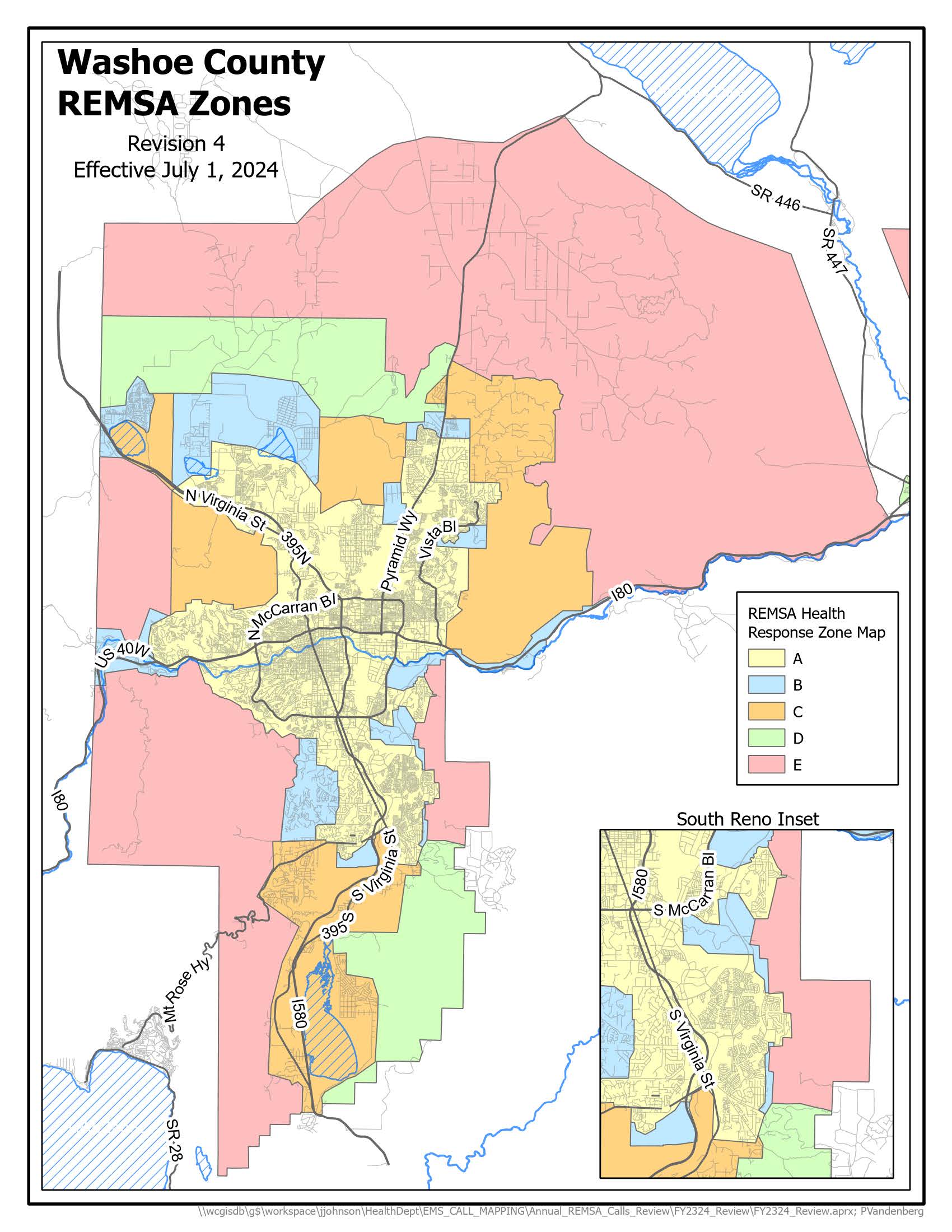 REMSA Health Response Zones Effective 7.1.2024